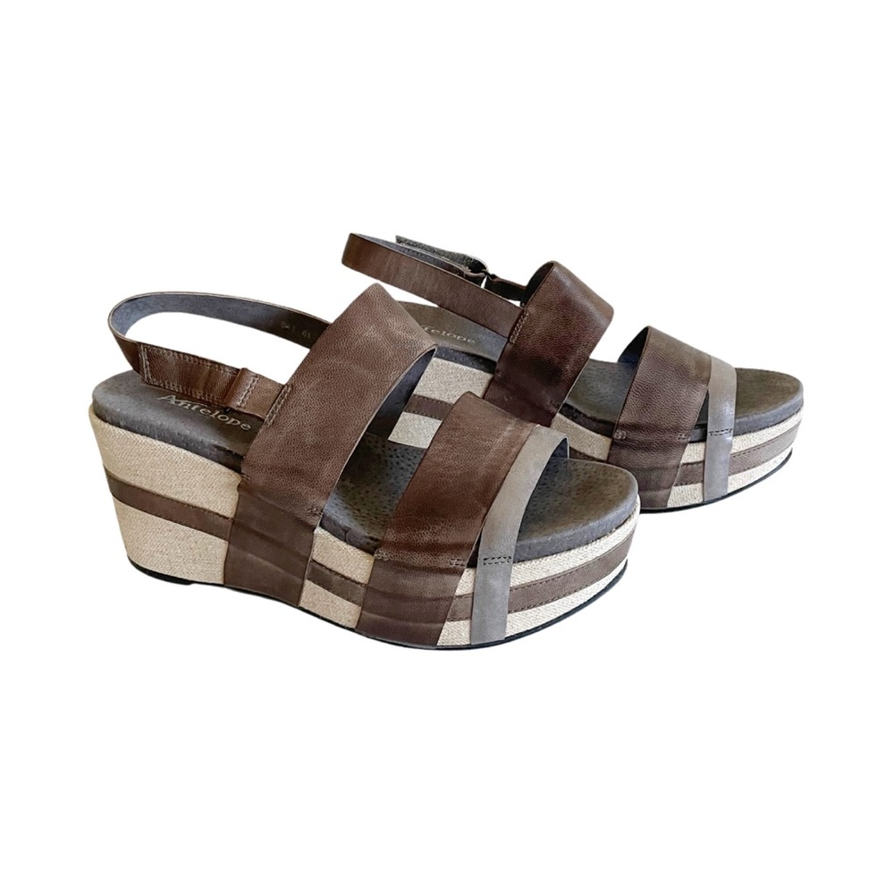 Antelope Leather Strappy Slingback Platform Sandal